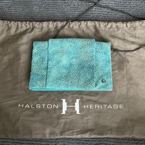 Halston Heritage Aqua Crossbody Wallet Chain